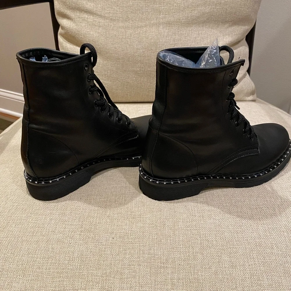 Black Combat Boots genuine leather - Picture 3 of 5